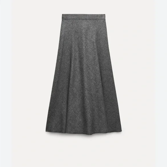 ZARA Wool blend cape skirt Midi A-line silhouette ZW collection Gray size XS NWT - Picture 8 of 12